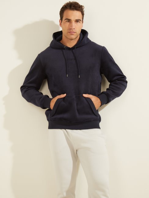 Sweat à Capuche En Velours Contrecollé Guess Bleu élégant