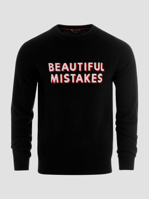 Guess Pull à Slogan En Cachemire Peregrine Noir De Jais