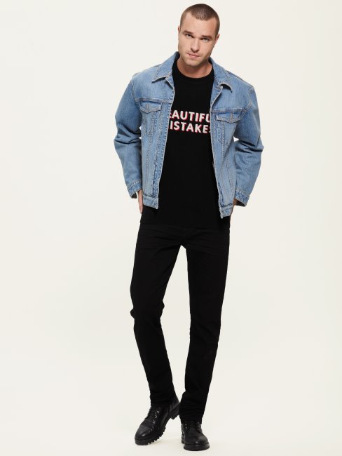 Guess Pull à Slogan En Cachemire Peregrine Noir De Jais