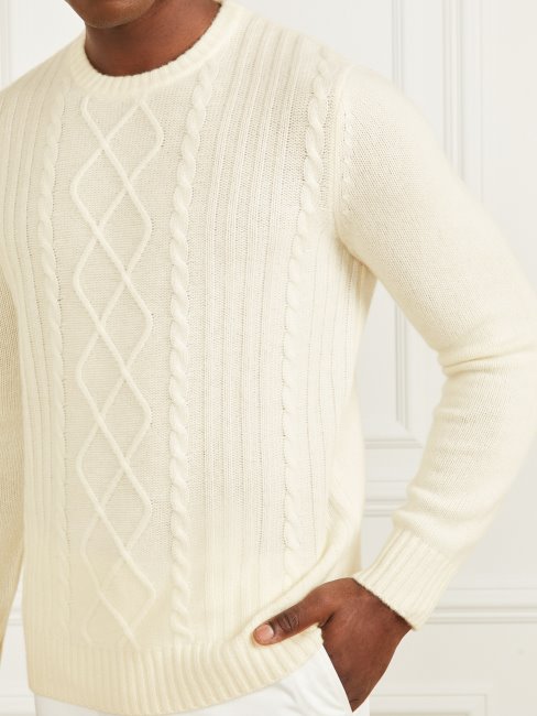 Guess Pull Col Rond En Cachemire Crème Brulée