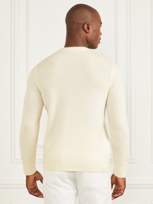 Guess Pull Col Rond En Cachemire Crème Brulée