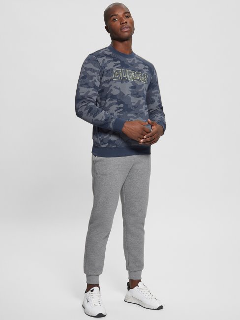 Sweat-shirt à Imprimé Camouflage Argent Guess Eco Boniface Camouflage Logo