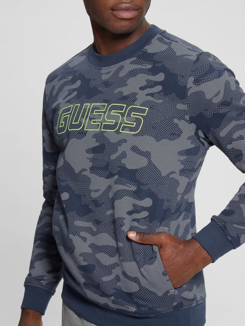Sweat-shirt à Imprimé Camouflage Argent Guess Eco Boniface Camouflage Logo