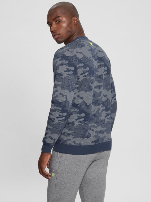Sweat-shirt à Imprimé Camouflage Argent Guess Eco Boniface Camouflage Logo