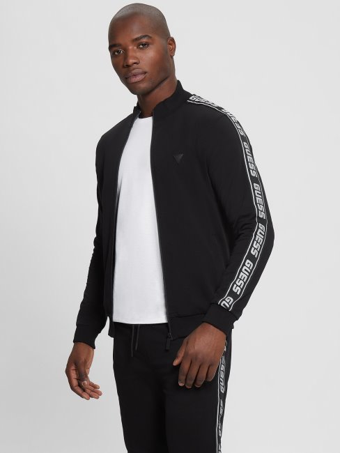 Sweat Zippé Noir Jet Guess Eco Arlo à Bande Logo