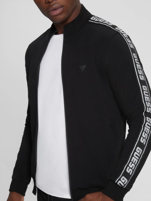 Sweat Zippé Noir Jet Guess Eco Arlo à Bande Logo