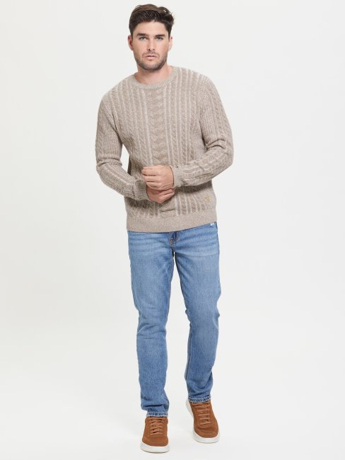 Pull En Maille Torsadée Bicolore Phil Guess Combo Chiné Naturel