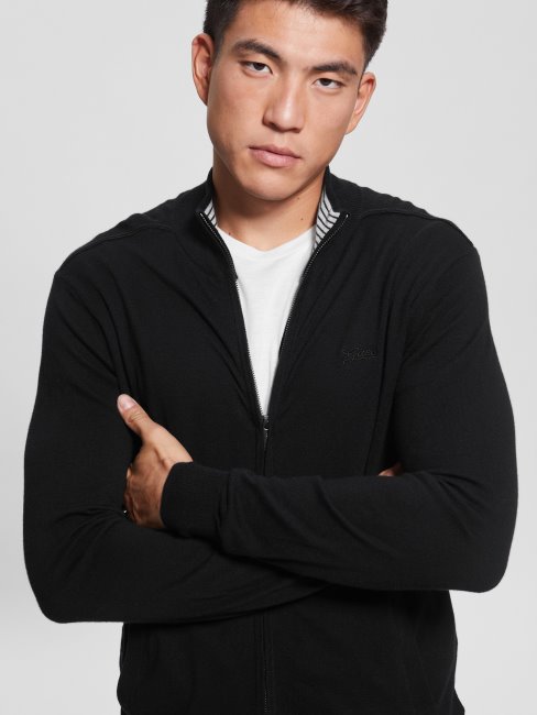Guess Cardigan Zippé Eco Ralphie Noir Jais