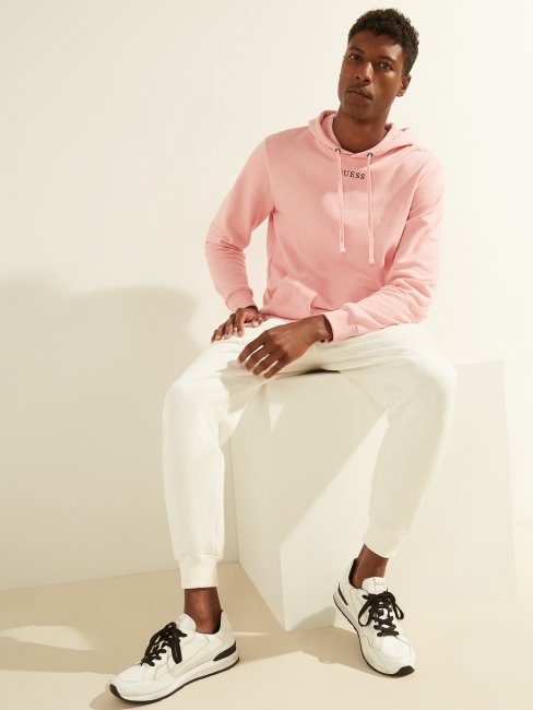 Sweat à Capuche Eco Roy Logo Guess Blossom Rose Clair