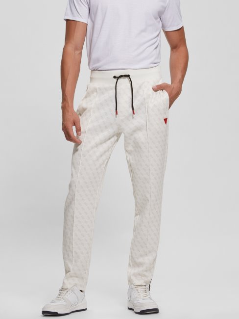 Guess Eco Korbin Pantalon De Survêtement 4g Aop Blanc Pur