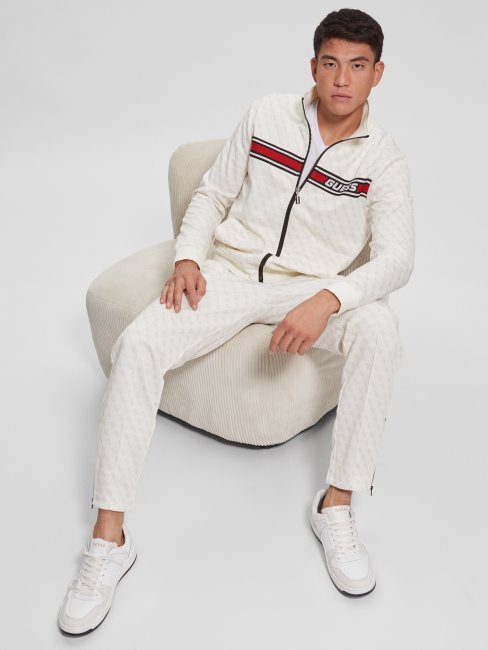 Guess Eco Korbin Pantalon De Survêtement 4g Aop Blanc Pur