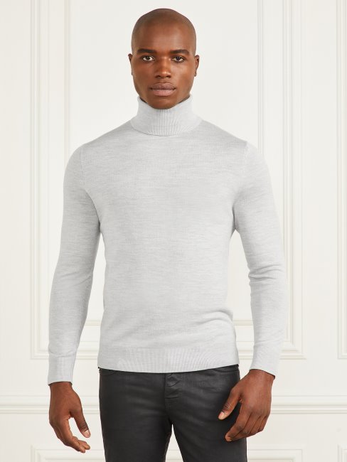 Pull à Col Roulé En Laine Mérinos Chiné Light Stone