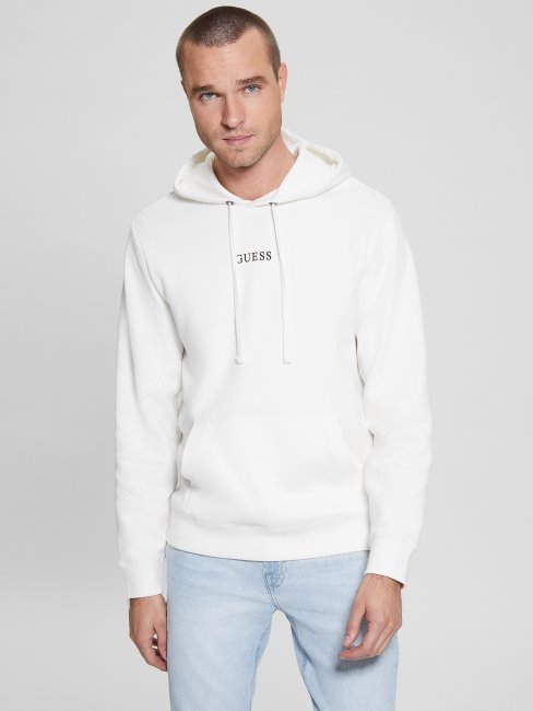 Sweat à Capuche Avec Logo Eco Roy Blanc Givré Guess