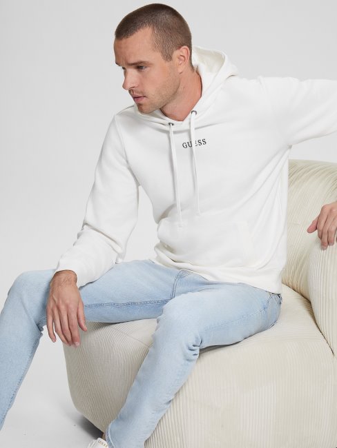 Sweat à Capuche Avec Logo Eco Roy Blanc Givré Guess