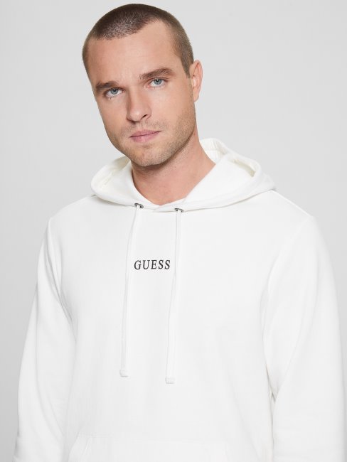 Sweat à Capuche Avec Logo Eco Roy Blanc Givré Guess