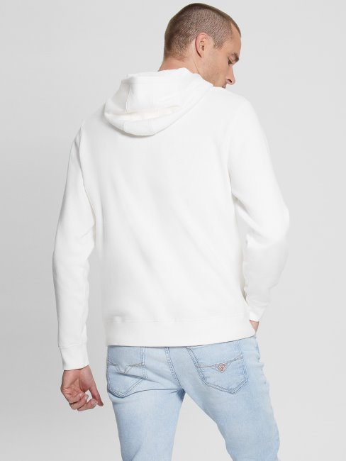 Sweat à Capuche Avec Logo Eco Roy Blanc Givré Guess