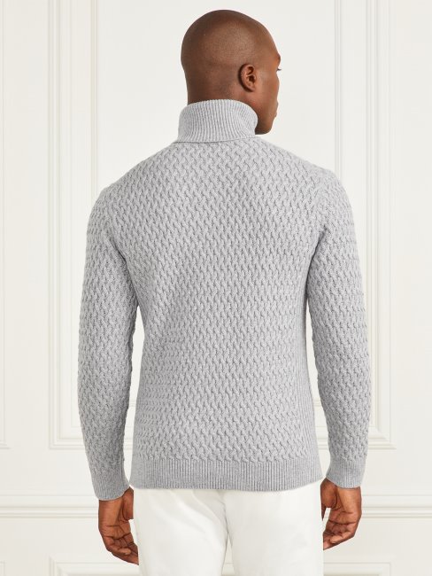 Guess Eco Pull à Col Roulé En Point Panier Light Stone Heather