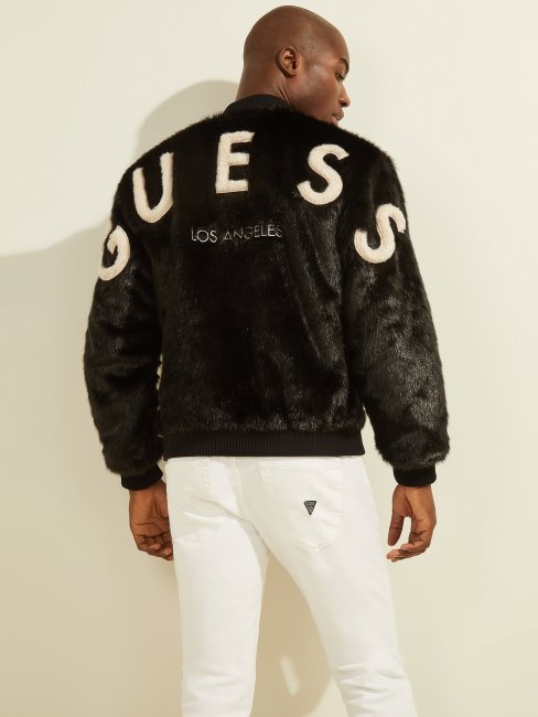 Veste Fausse Fourrure Oversize Guess Noir De Jais