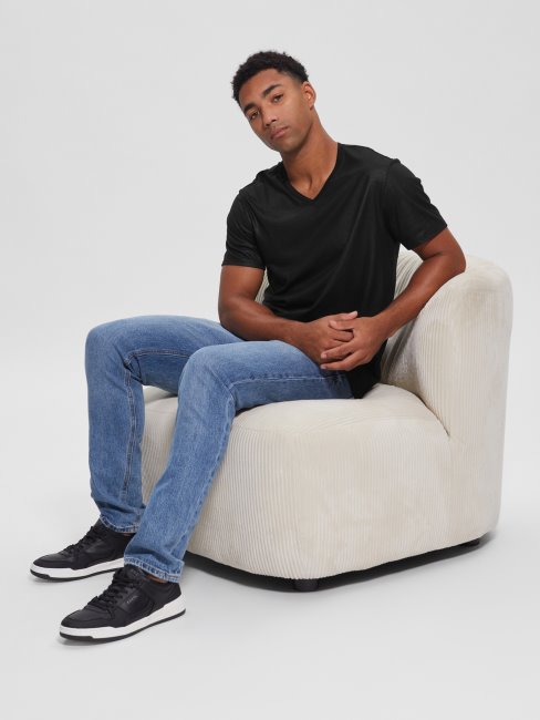 T-shirt Noir De Jais à Encolure En V Avec Empiècement Mason