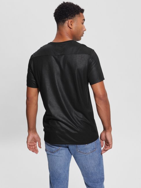 T-shirt Noir De Jais à Encolure En V Avec Empiècement Mason