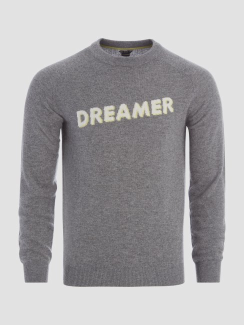 Pull à Slogan En Cachemire Chiné Anthracite Moyen Guess Peregrine