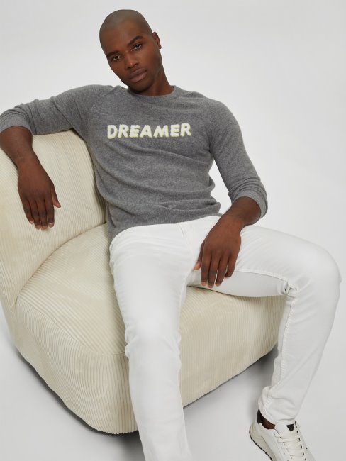 Pull à Slogan En Cachemire Chiné Anthracite Moyen Guess Peregrine