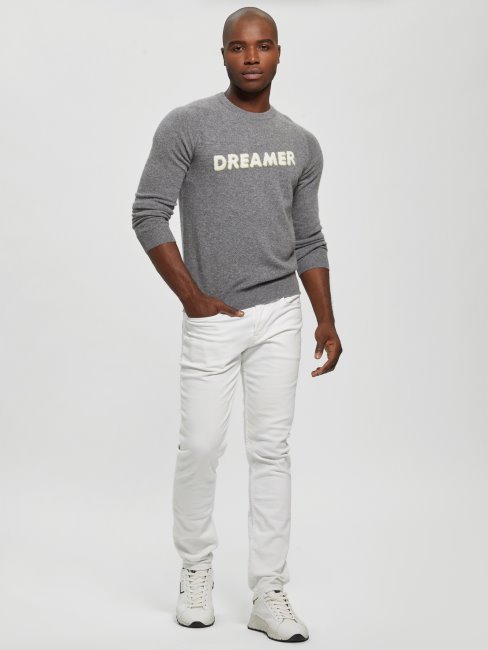 Pull à Slogan En Cachemire Chiné Anthracite Moyen Guess Peregrine