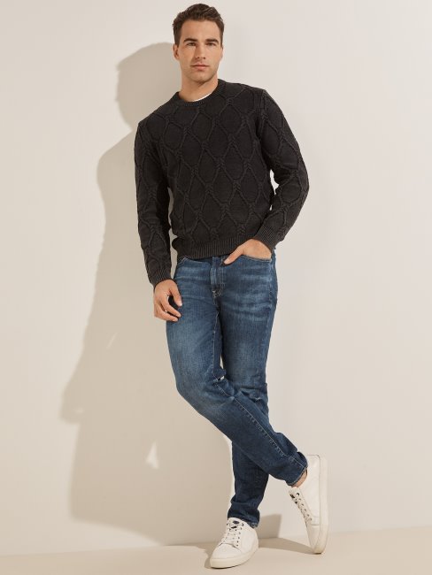 Pull En Maille Torsadée Noir De Jais Multi Dawson Guess