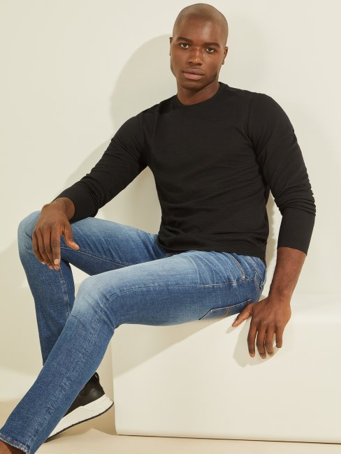 T-shirt à Manches Longues Guess Zuma Noir De Jais