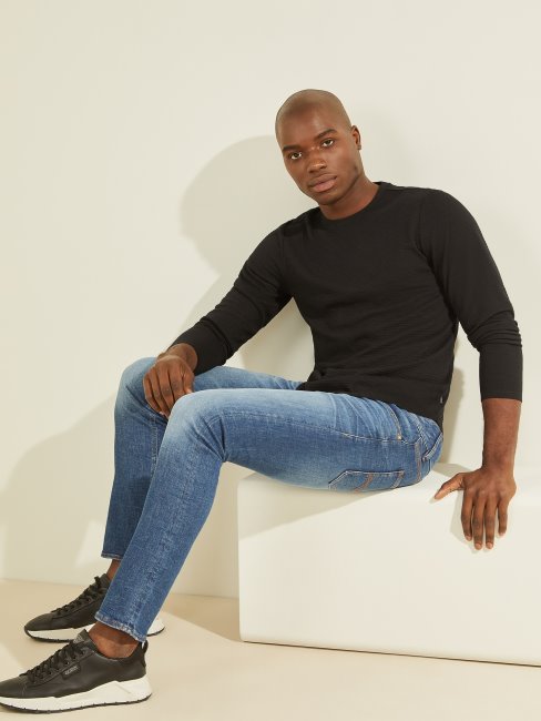 T-shirt à Manches Longues Guess Zuma Noir De Jais