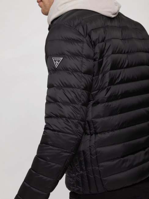 Veste Matelassée Noire Jet Compressible En Duvet Véritable Guess