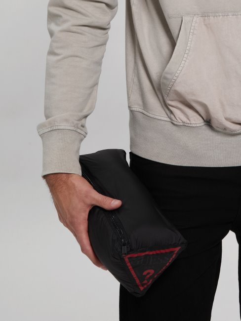 Veste Matelassée Noire Jet Compressible En Duvet Véritable Guess