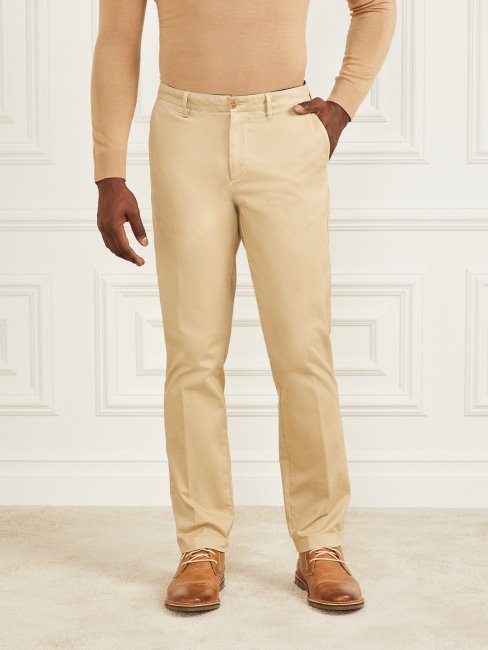Guess Pantalon Armando Chino Fauve Aux Herbes
