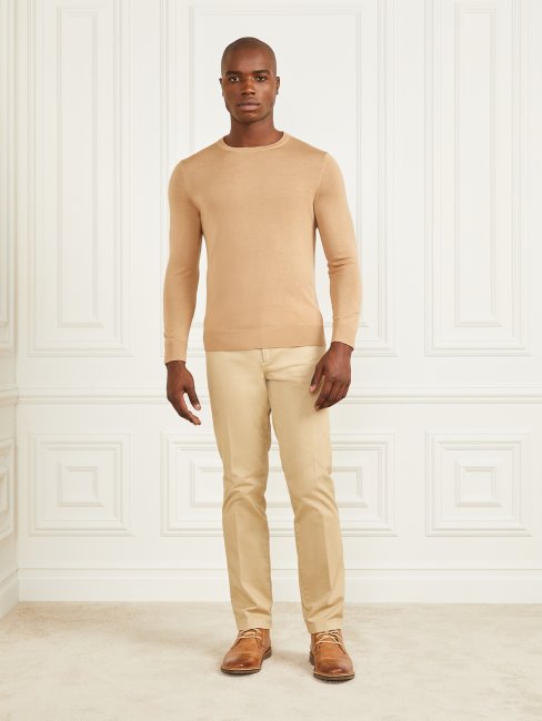 Guess Pantalon Armando Chino Fauve Aux Herbes