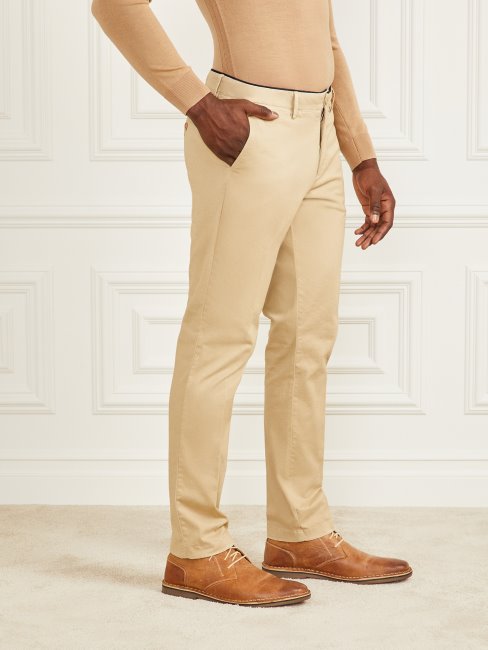 Guess Pantalon Armando Chino Fauve Aux Herbes