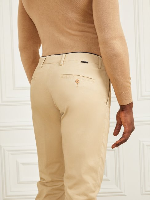 Guess Pantalon Armando Chino Fauve Aux Herbes