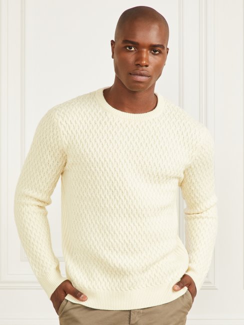 Pull Eco Col Rond Esprit Panier Blanc Guess