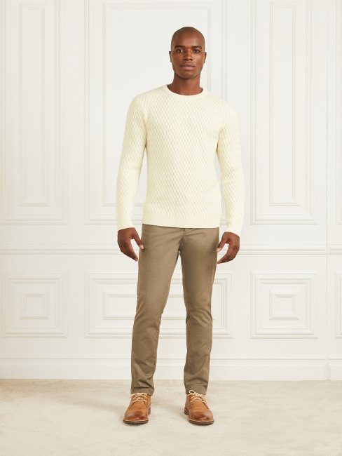 Pull Eco Col Rond Esprit Panier Blanc Guess