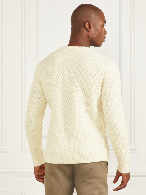 Pull Eco Col Rond Esprit Panier Blanc Guess