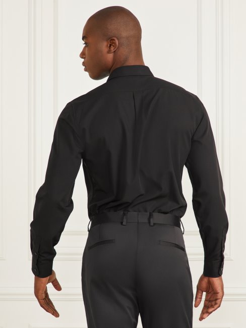 Chemise Noire Jet Guess Jacob à Revers Crantés