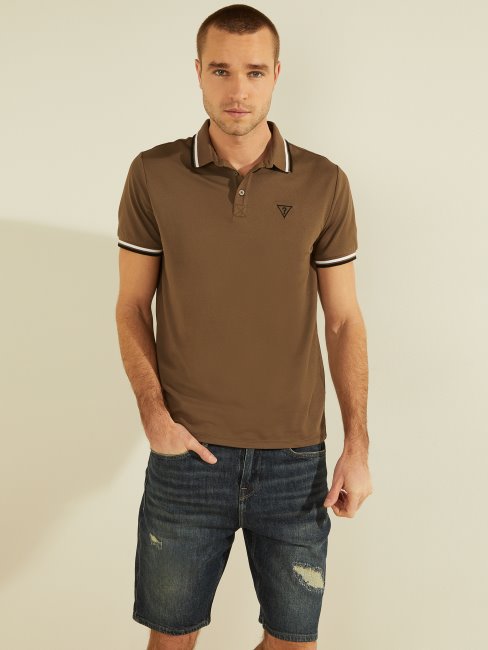 Guess Polo En Piqué De Sport Taupe Antique Avec Logo