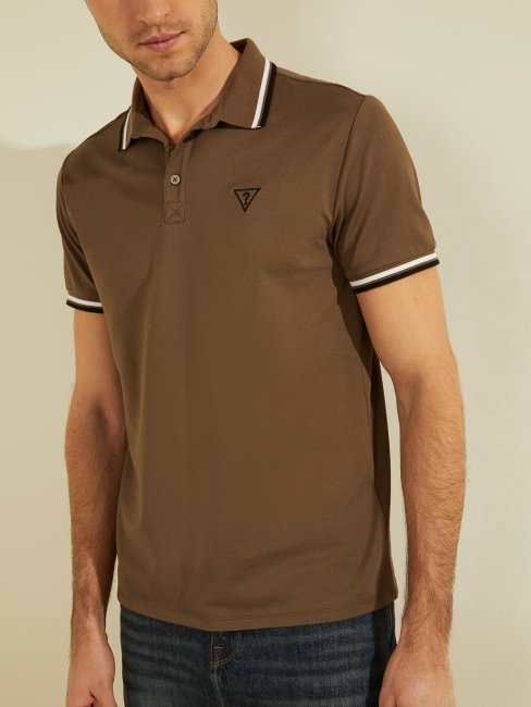 Guess Polo En Piqué De Sport Taupe Antique Avec Logo