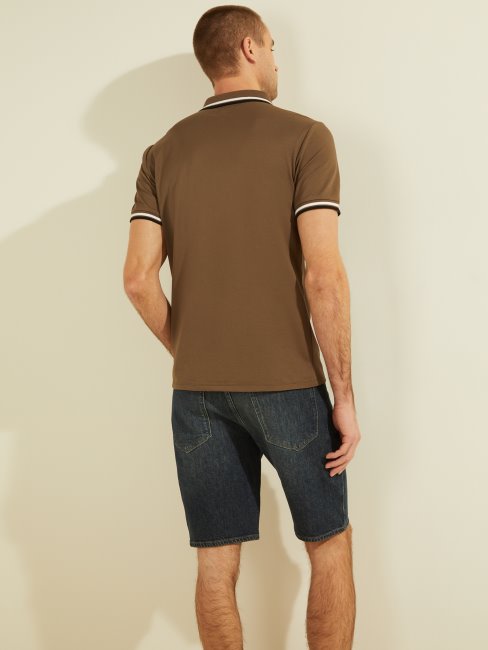Guess Polo En Piqué De Sport Taupe Antique Avec Logo