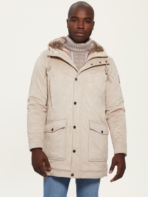 Guess Pasadena Stone Manteau En Simili Daim Et Peau Lainée