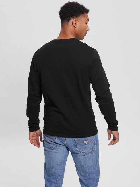 Tee Shirt Manches Longues Guess Skyler Noir De Jais