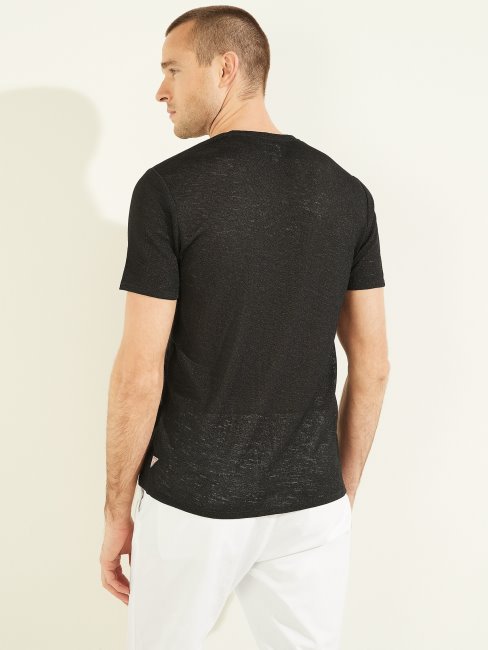 T-shirt à Col En V En Regard Noir De Jais Guess