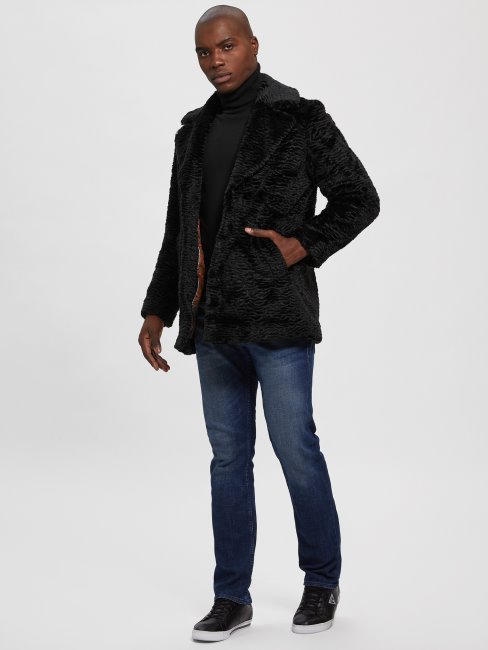 Guess Manteau D'astrakan En Fausse Fourrure Noir De Jais