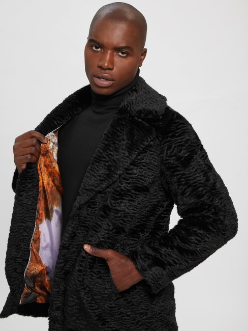 Guess Manteau D'astrakan En Fausse Fourrure Noir De Jais