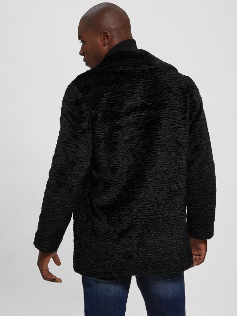 Guess Manteau D'astrakan En Fausse Fourrure Noir De Jais