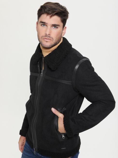 Veste Noire De Jais En Imitation Shearling Guess